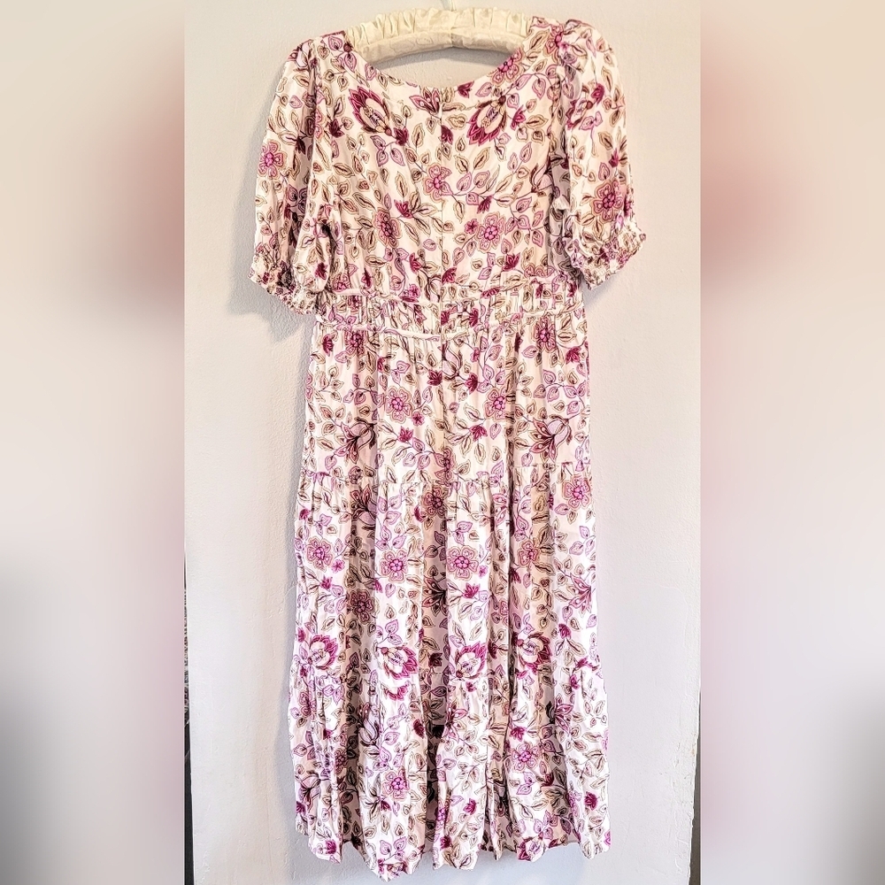 8 Ann Taylor Babydoll Tiered A Line Romantic Floral Prairie Puff Sleeve Cottage - Picture 4 of 9